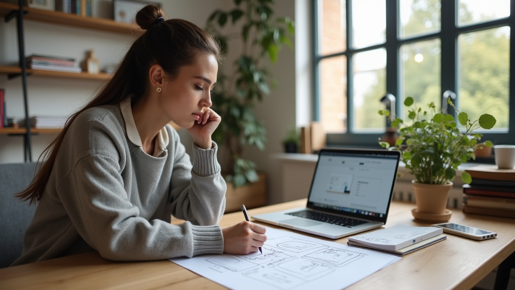 Femme consultant un site web sur tablette dans une agence digitale à Albi