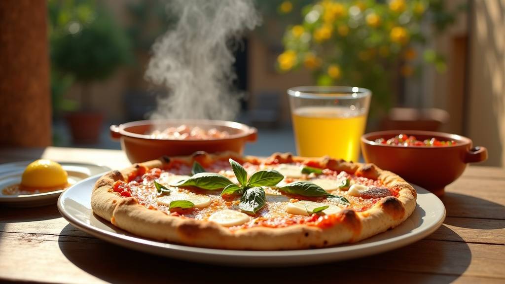 Buffet gastronomique de Campanie avec pizzas, antipasti et desserts