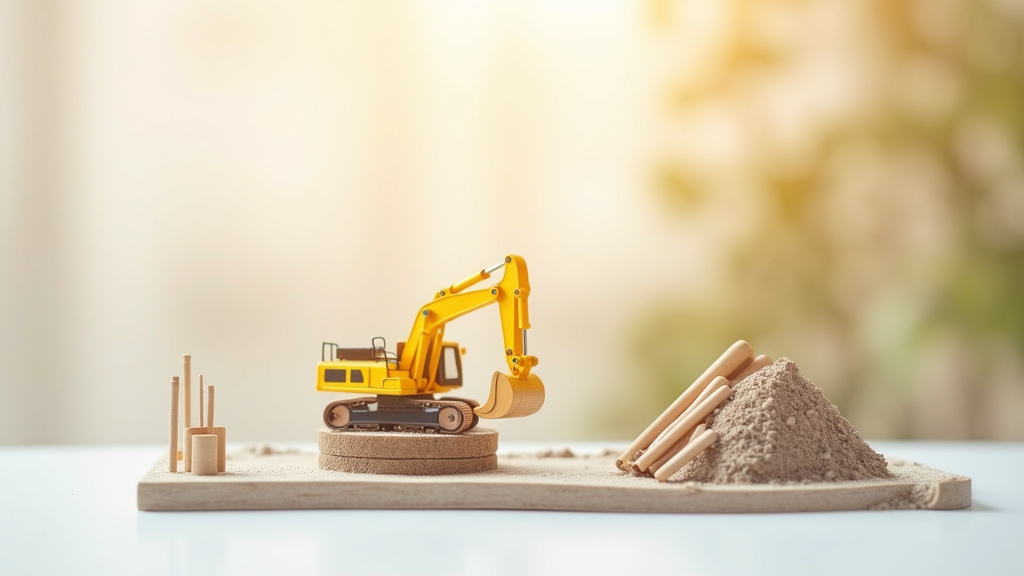 Mini-pelle de location sur un chantier en 2026, avec opérateur et accessoires