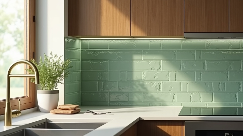 Crédence de cuisine moderne en carreaux de ciment avec éclairage intégré