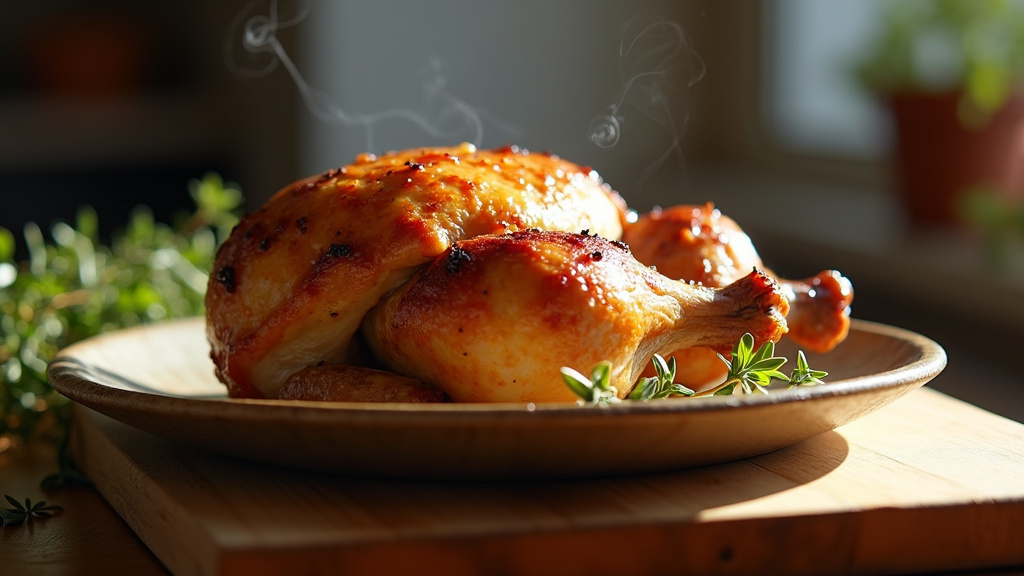 Cuisse de poulet rôtie au four avec peau croustillante et chair moelleuse