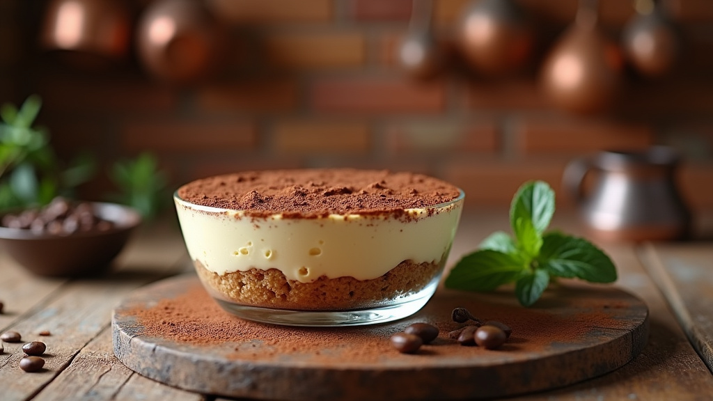 Tiramisu traditionnel italien dans un plat en verre