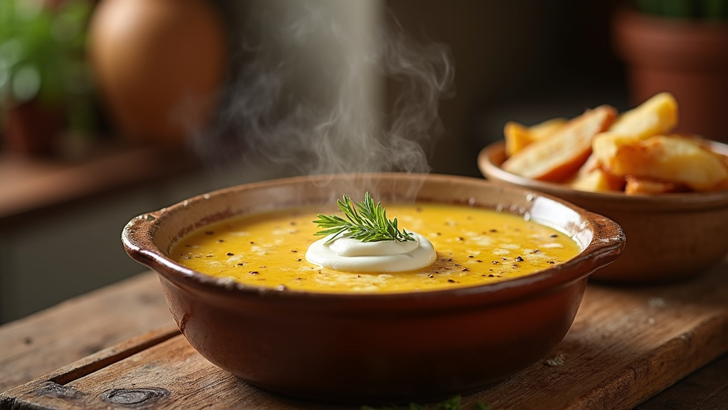 Cuisine rustique avec poêle en fonte contenant des poireaux en train de mijoter