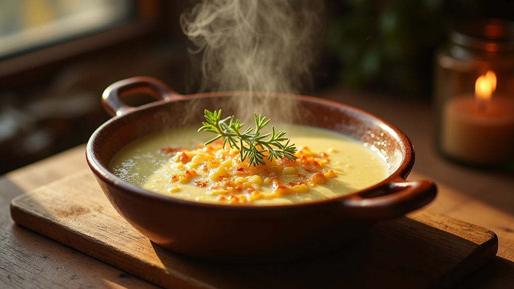 Assiette avec fondue de poireaux accompagnée de pavé de saumon et herbes fraîches