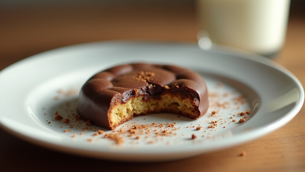 Juliette dégustant un gâteau allégé dans sa cuisine
