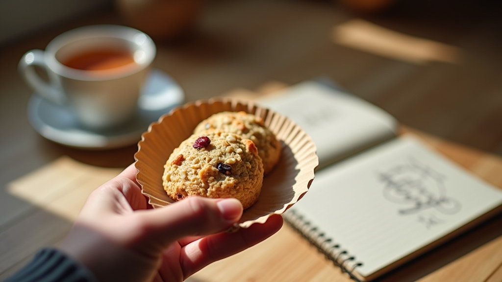 Assortiment de gâteaux industriels peu caloriques sur une table en bois