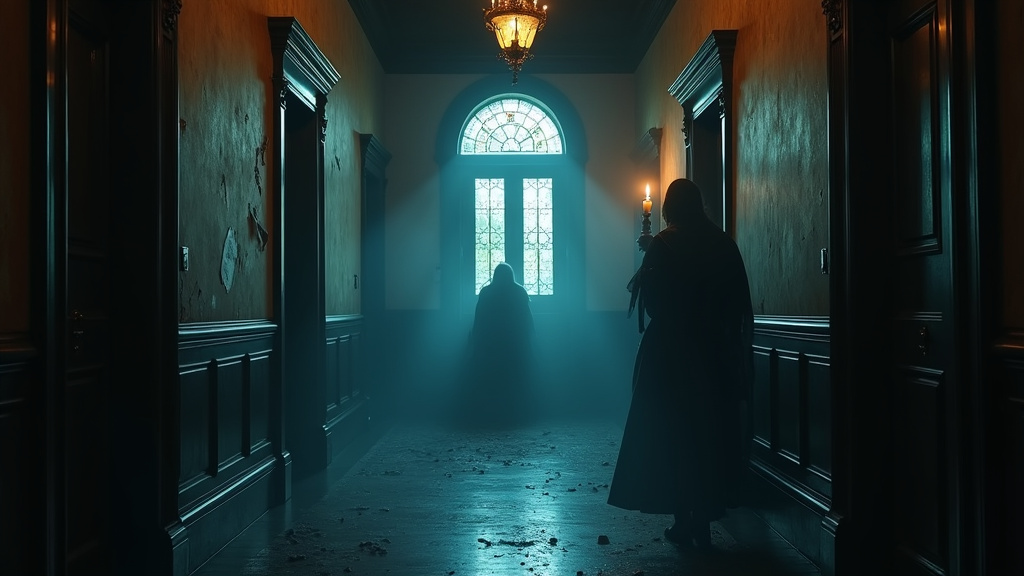 Nigel le fantôme apparaît dans le miroir de la salle de bain dans une scène marquante de l'épisode