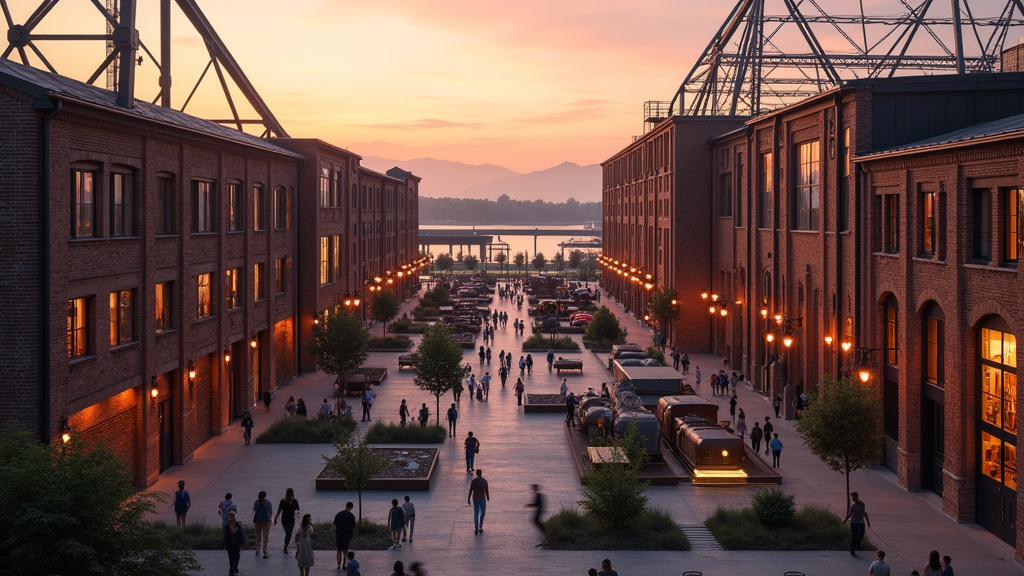 Entrée principale des Grandes Locos avec l'architecture industrielle préservée et les accès piétons