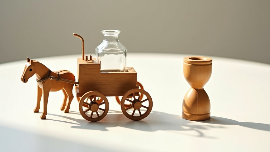 Représentation artistique d'une diligence du 18ème siècle avec un cocher tenant un verre Kwak fixé à la voiture