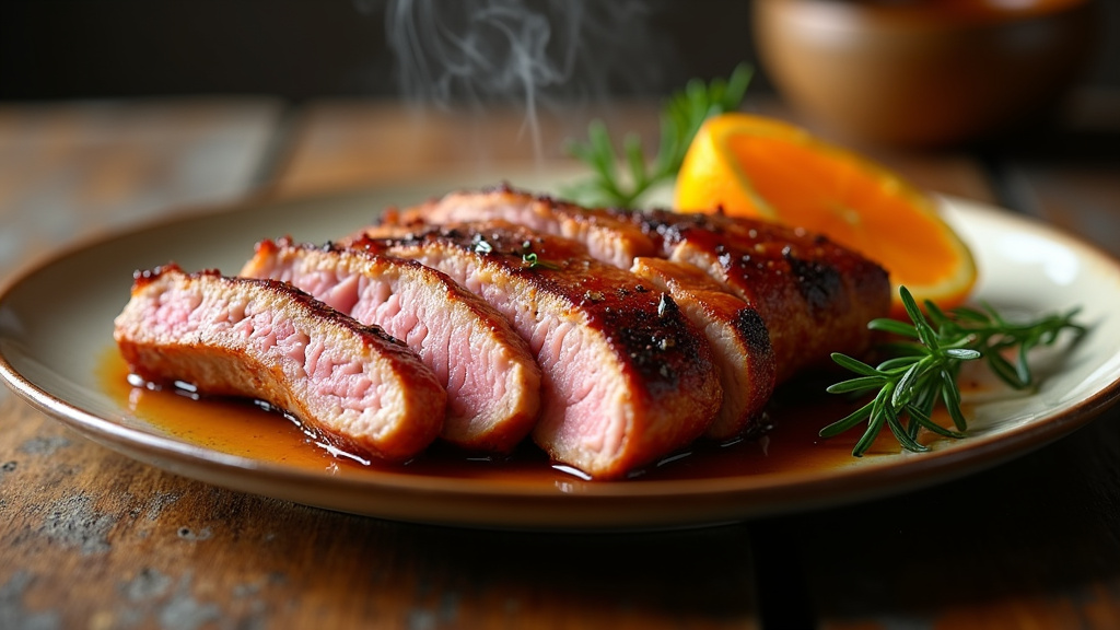 Positionnement du magret dans l'Airfryer avec la peau vers le haut