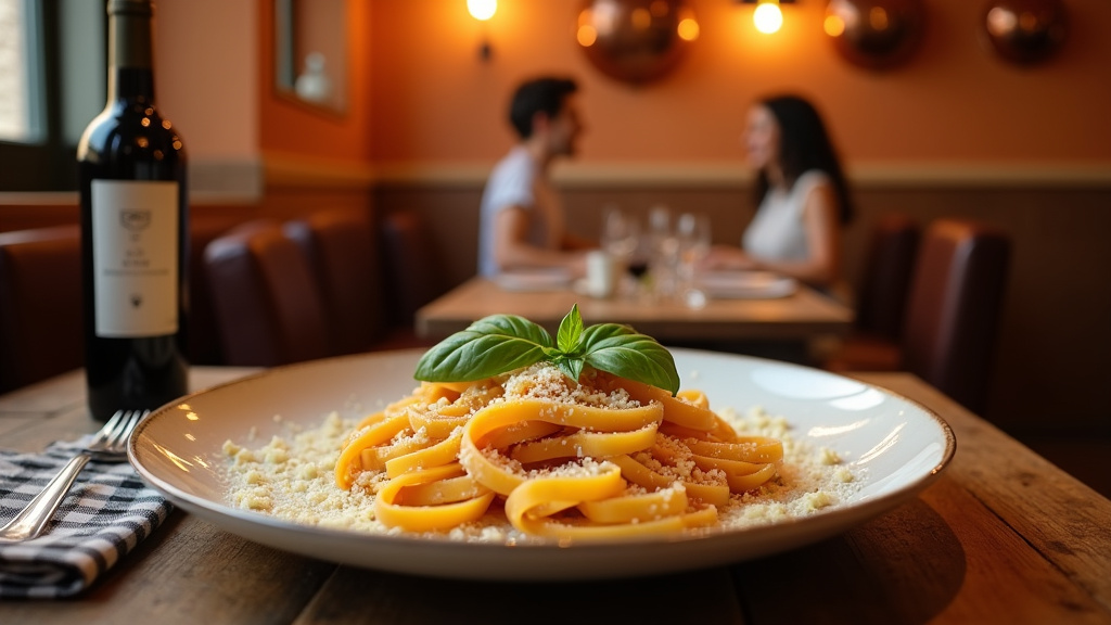 Intérieur chaleureux du restaurant La Maison d'Italie à Caen avec tables dressées et ambiance conviviale