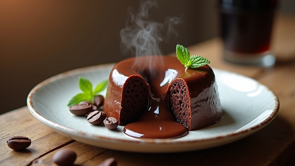 Variété de fondants au chocolat avec différents accompagnements : glace vanille, fruits rouges et caramel