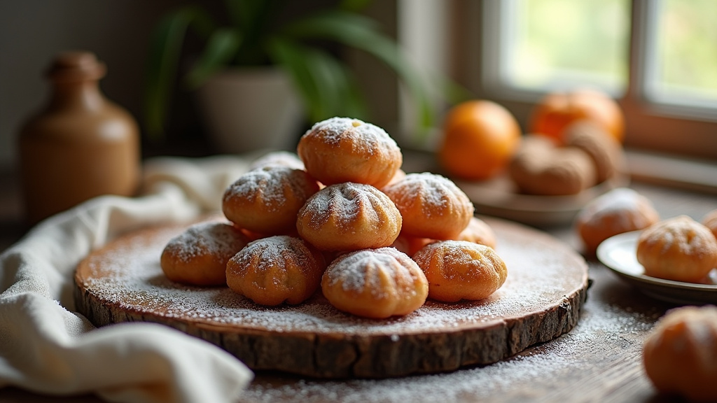 Beignets moelleux de merveilles dorées saupoudrées de sucre glace, traditionnels du Sud-Ouest français
