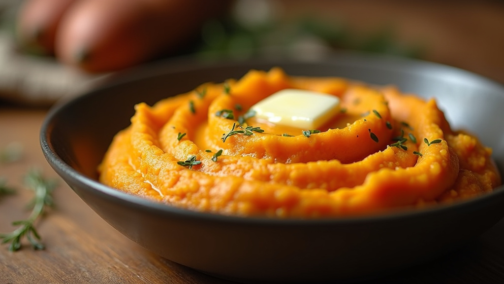 Variétés de purées de patate douce dans différents bols