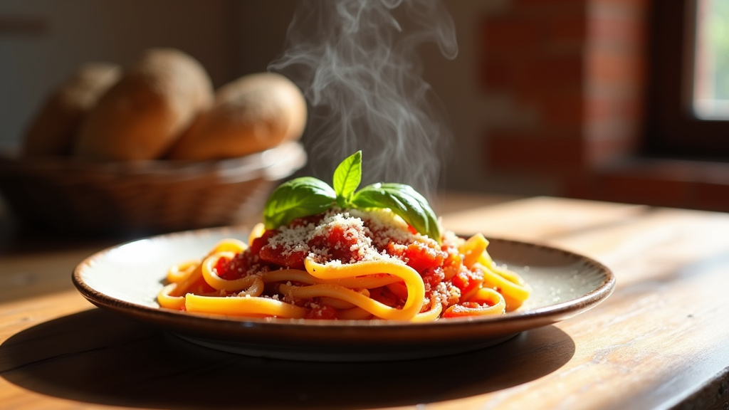 Assiette de pâtes fraîches artisanales avec sauce maison dans un restaurant italien traditionnel