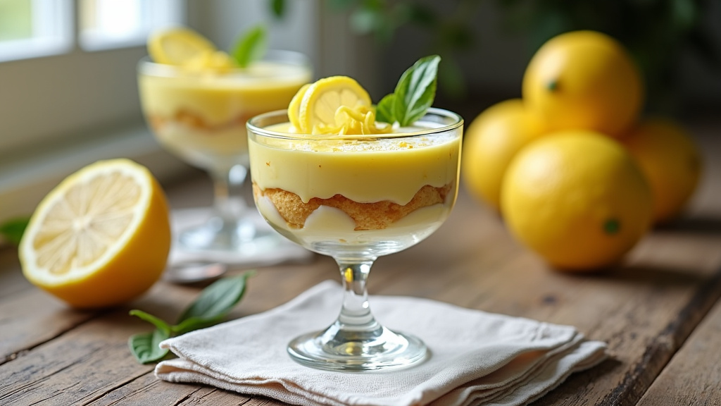 Tiramisu au citron de Cyril Lignac dans une verrine décorée avec des zestes
