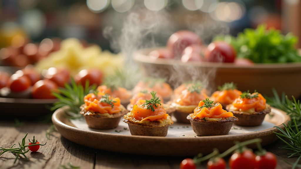 Présentation d'un buffet traiteur Super U avec divers plats froids et chauds pour un événement